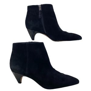 Sam Edelman Kinzey Black Suede Pointed Booties w/ 2" Kitten Heel - size 9.5